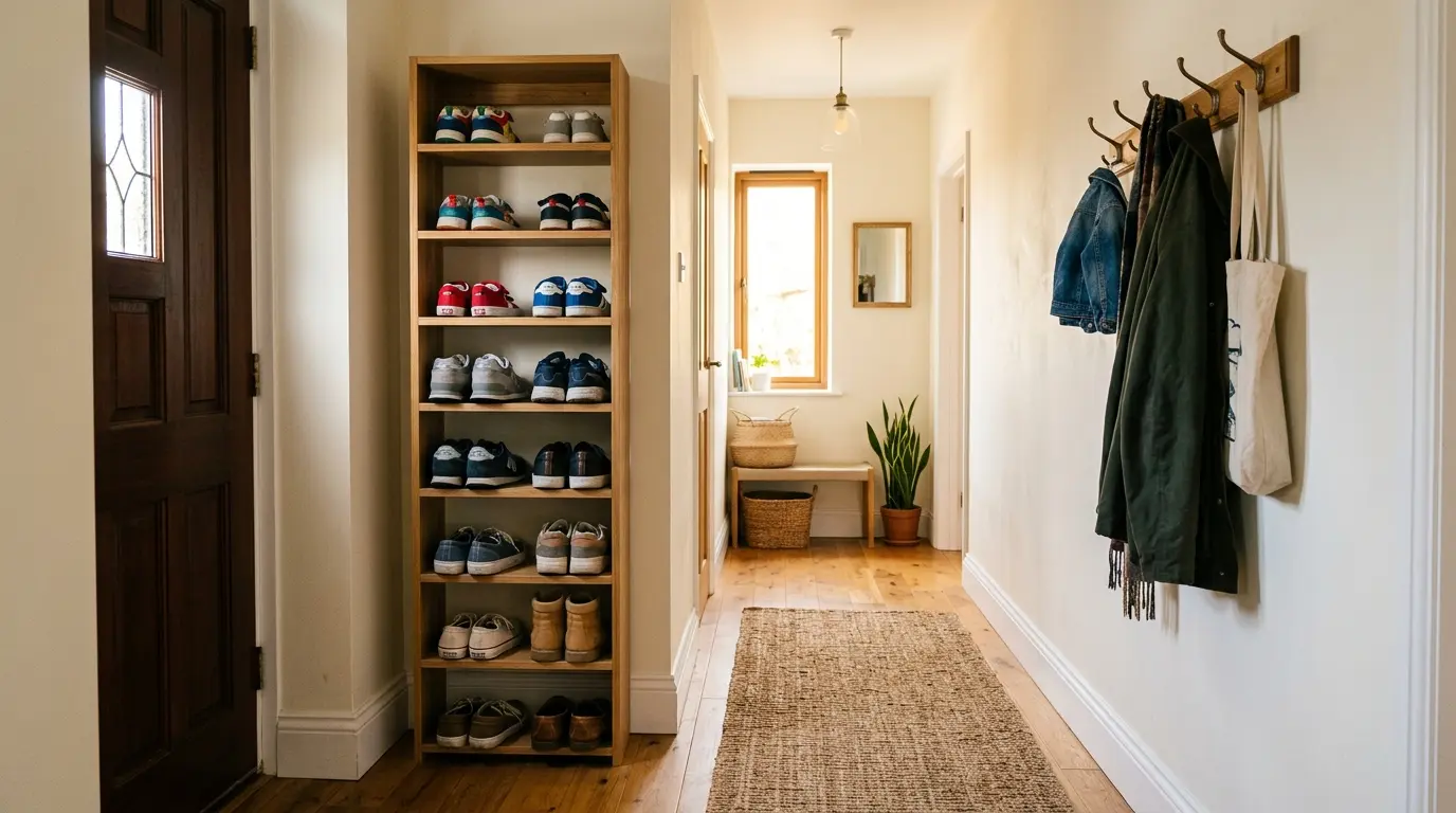 Vertical Shoe Rack for a Narrow Entryway: What Actually Holds a Big Family’s Shoes