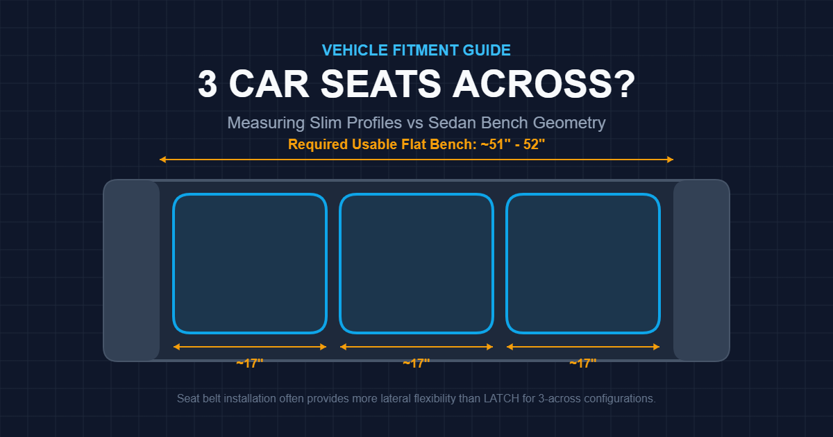 3 car seats across in a sedan